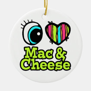 Adorno De Cerámica Corazón de ojos brillante amo a Mac y queso