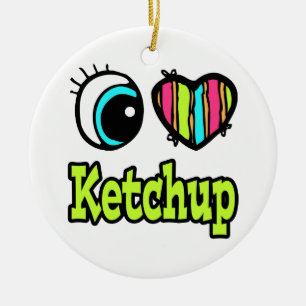 Adorno De Cerámica Corazón de ojos brillante me encanta Ketchup