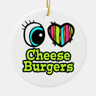 Adorno De Cerámica Corazón de ojos brillante me encantan las hamburgu