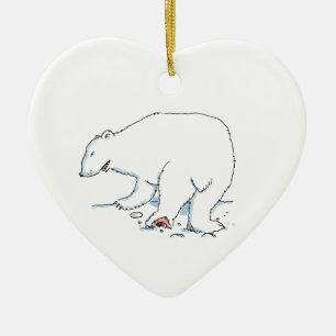 Adorno de cerámica corazón de oso polar