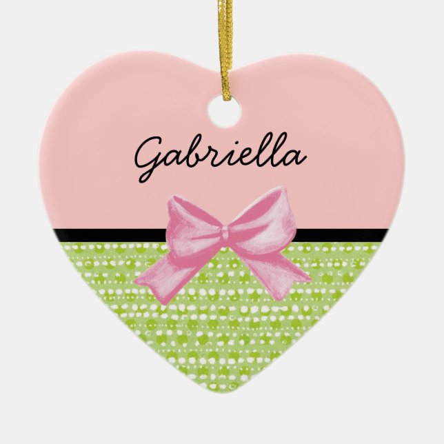 Adorno De Cerámica Corazón de puntos de cal (Frente)