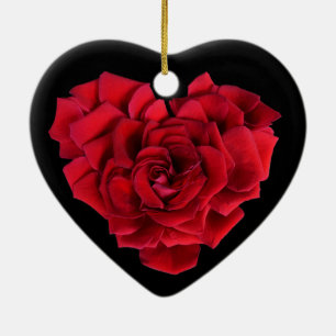 Adorno De Cerámica Corazón de Rosa Roja