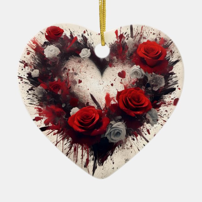 Adorno De Cerámica Corazón de Rosas (Frente)