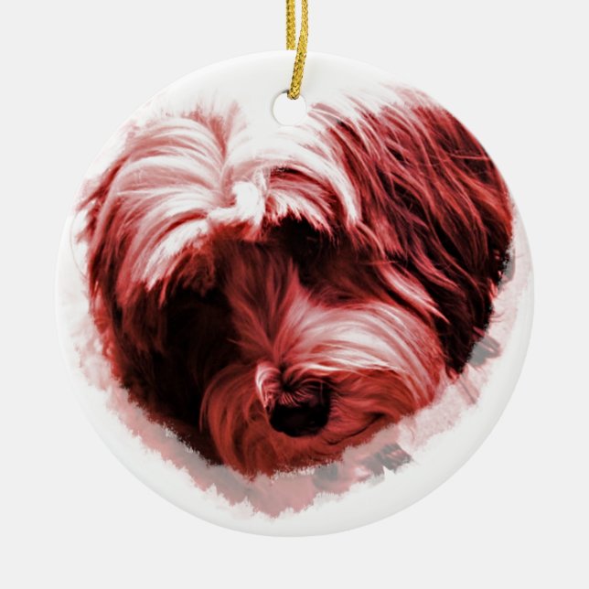 Adorno De Cerámica Corazón de Terrier tibetano (Frente)