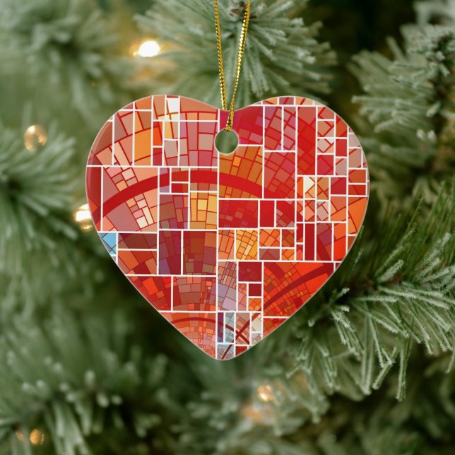 Adorno De Cerámica Corazón de vidrio manchado (Árbol)