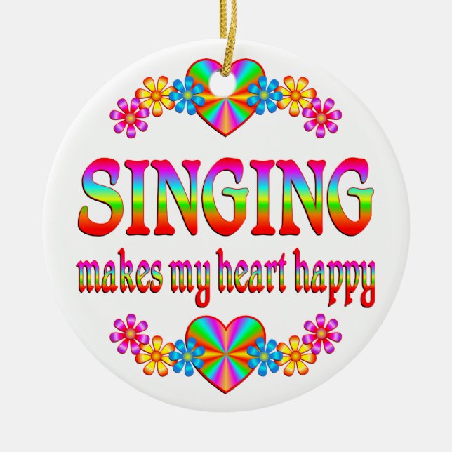 Adorno De Cerámica Corazón del canto feliz (Frente)