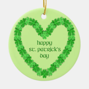 Adorno De Cerámica Corazón del Día de San Patricio