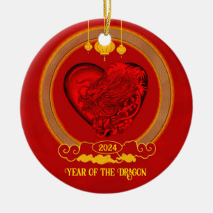 Adorno De Cerámica Corazón del dragón, Año del dragón