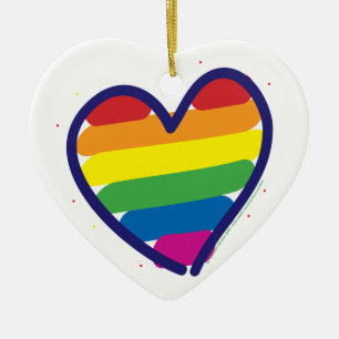 Adorno De Cerámica Corazón del Orgullo Arcoiris