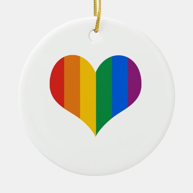Adorno De Cerámica Corazón del Orgullo Gay (Frente)