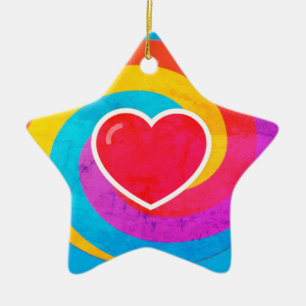 Adorno De Cerámica Corazón en Remolinos Personalizado Estrella Forma 