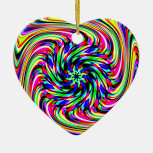 Adorno De Cerámica Corazón espiral arcoiris