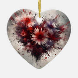 Adorno De Cerámica Corazón florido