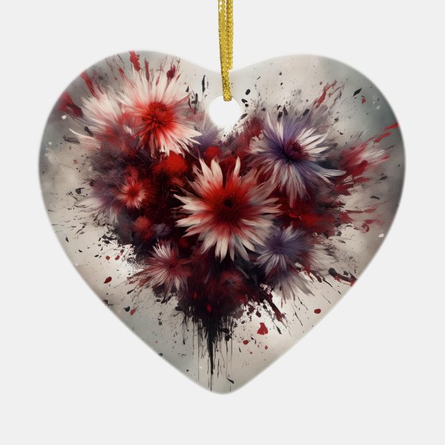 Adorno De Cerámica Corazón florido (Frente)