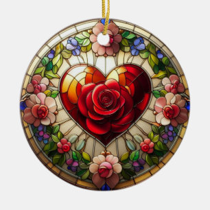 Adorno De Cerámica Corazón gótico floral de vidrio