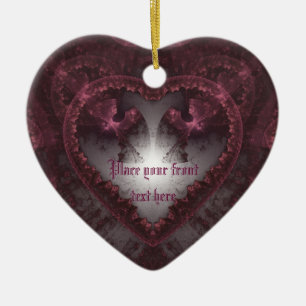 Adorno De Cerámica Corazón gótico morado 001