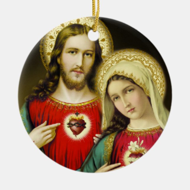 Adorno De Cerámica Corazón inmaculado sagrado Maria de Jesús (Frente)