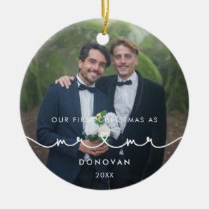 Adorno De Cerámica Corazón lindo Fuente Primera Navidad como Mr. y Mr