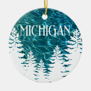 Adorno De Cerámica Corazón Michigan personalizable texto