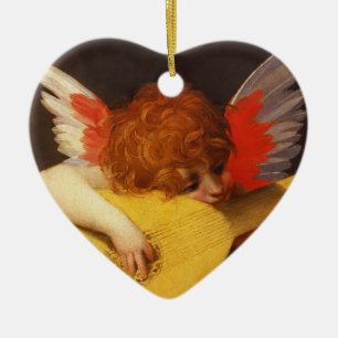 Adorno De Cerámica Corazón musical Angel Vintage