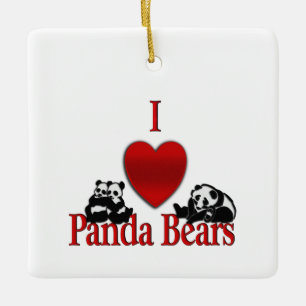 Adorno De Cerámica Corazón Panda Bears