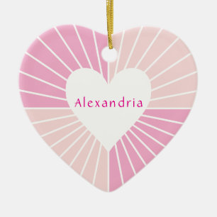 Adorno De Cerámica Corazón personalizado de color rosa rubor