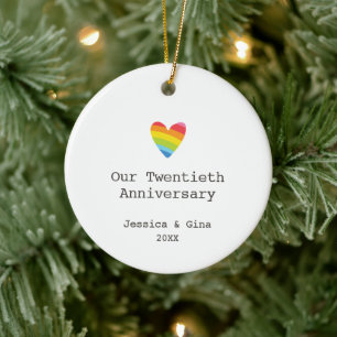 Adorno De Cerámica Corazón personalizado del 20 aniversario de los Bo