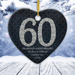 Adorno De Cerámica Corazón personalizado Diamante 60 Aniversario