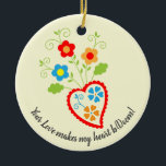 Adorno De Cerámica Corazón popular portugués con la palabra saudade<br><div class="desc">Este romántico corazón folclórico portugués con flores está inspirado en la antigua tradición femenina portuguesa de coser y bordar pañuelos para sus novios o potenciales novios con corazones y flores. Es perfecto para el Día de San Valentín, pero también para todas las ocasiones, quieres celebrar el amor, el amor romántico...</div>