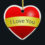 Adorno De Cerámica Corazón Rojo Con Amor Rótulo<br><div class="desc">Corazón Rojo Con Amor Rótulo</div>