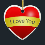 Adorno De Cerámica Corazón Rojo Con Amor Rótulo<br><div class="desc">Corazón Rojo Con Amor Rótulo</div>