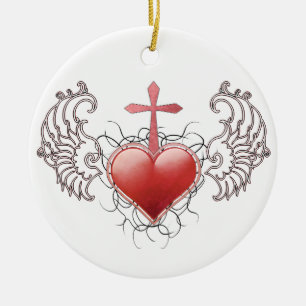 Adorno De Cerámica Corazón rojo cristalino fiel