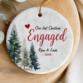 Adorno De Cerámica Corazón rojo del primer compromiso navideño