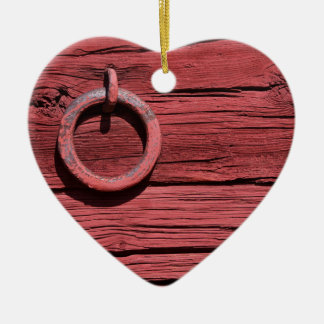 Adorno De Cerámica Corazón romántico de la pared de madera roja rural