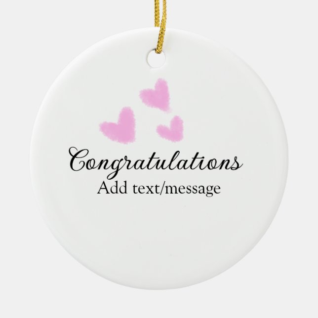 Adorno De Cerámica Corazón rosa felicitaciones graduación acuarela a (Frente)