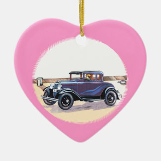 Adorno De Cerámica corazón rosado romántico del automóvil del vintage
