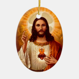 Adorno De Cerámica Corazón sagrado religioso hermoso de la imagen de