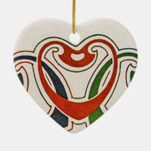 Adorno De Cerámica Corazón vintage de Mucha
