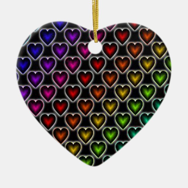 Adorno De Cerámica Corazones arcoiris (Frente)