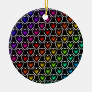 Adorno De Cerámica Corazones arcoiris
