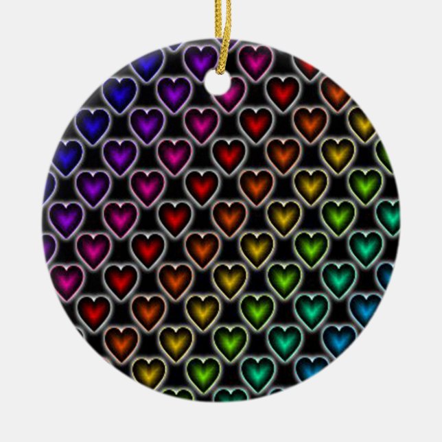 Adorno De Cerámica Corazones arcoiris (Frente)
