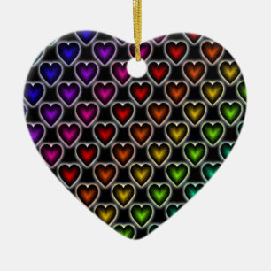 Adorno De Cerámica Corazones arcoiris