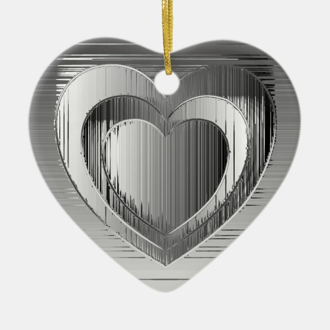 Adorno De Cerámica Corazones cromadas pulidas (Frente)