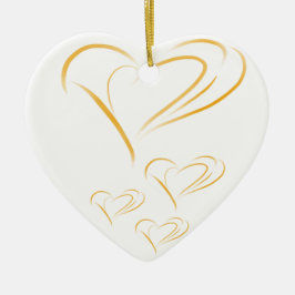 Adorno De Cerámica Corazones de amor de oro
