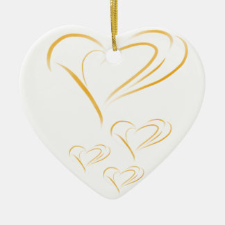 Adorno De Cerámica Corazones de amor de oro
