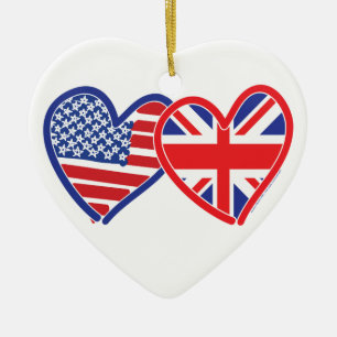 Adorno De Cerámica Corazones de bandera estadounidense