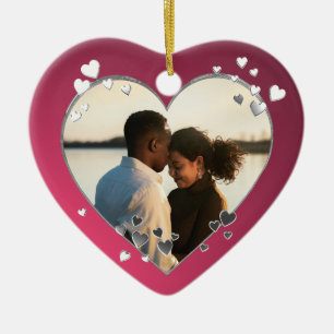 Adorno De Cerámica Corazones de ciruelas y foto de cinta de opciones