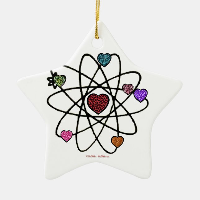 Adorno De Cerámica Corazones de impresión atómicos de San Valentín (Frente)