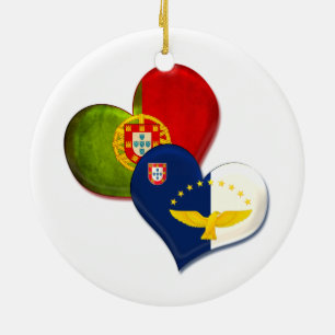Adorno De Cerámica Corazones de Portugal y Azores