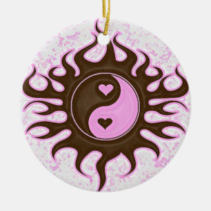 Adorno De Cerámica Corazones de Yin Yang
